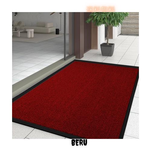[Bcrio] 玄関マット 屋外 室内 滑り止め 業務用 家庭用 速乾 マット シンプル 泥落とし 洗える ドアマット（レッド80*120）の通販は 5,221円