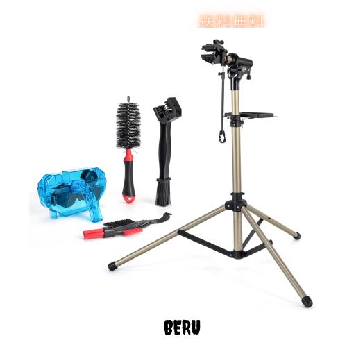 CXWXC 自転車 メンテナンススタンド クリーナーセット 三脚 角度・高さ調整 耐荷重30kg ワークスタンド アルミ製 折りたたみ ロードバイ