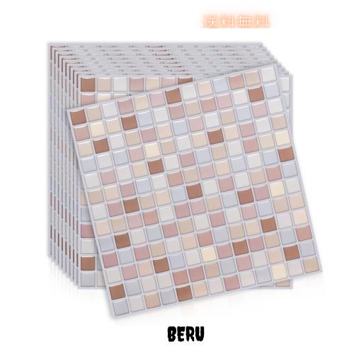 MORCART「優しいミルクティー色」タイルシール 防水 耐熱 キッチン 洗面所 トイレ DIY 家具やアイテムの装飾 モザイクタイルシート 壁紙