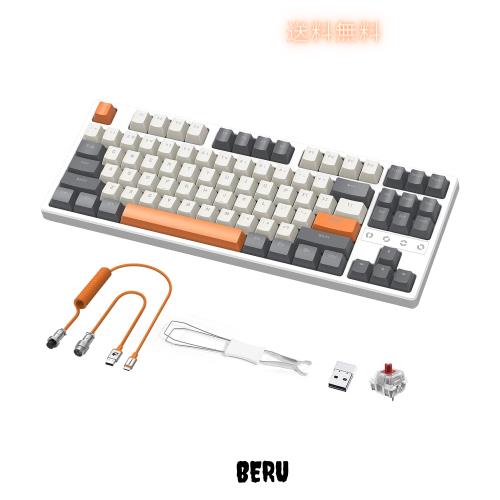 MAMBASNAKE x ZIYOU LANG K87 メカニカルゲーミングキーボード コイルケーブルセット 87キー無衝突 コンパクト 三つ接続モード Bluetooth