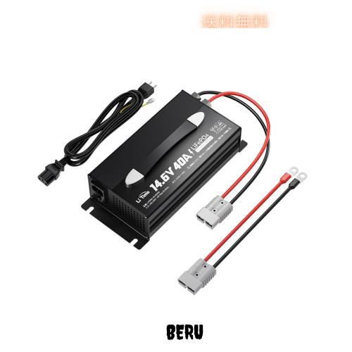 LiTime 14.6V40A リン酸鉄リチウムイオンバッテリー充電器 40A急速充電 0V充電機能 オン/オフスイッチとLEDインジケーター付き 固定可能