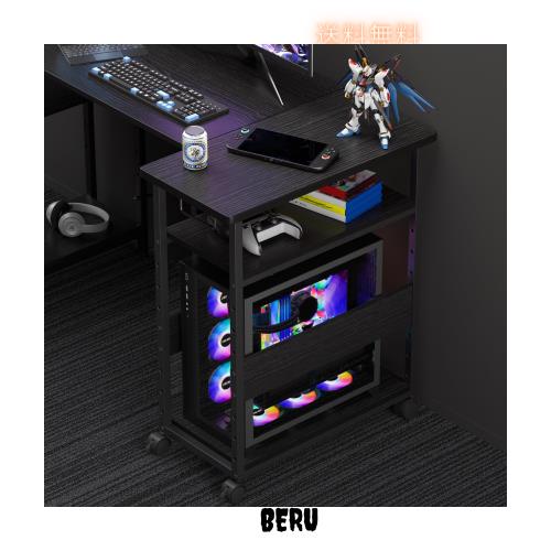 pcラック 3段 pcワゴン【幅30×奥行60×高さ70cm】パソコンワゴン キャスター付き 棚板高さ9段階調節 パソコンラック cpuワゴン 両側取っ