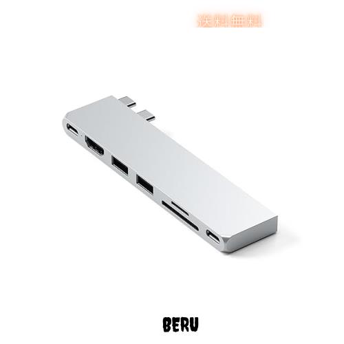 Satechi USB-C Pro ハブ スリム (シルバー) 多機能USB4, 4K 60Hz 出力, USB3.2 Gen 2, SD/MicroSDカードリーダー, 100W PD充電, USB-A 10