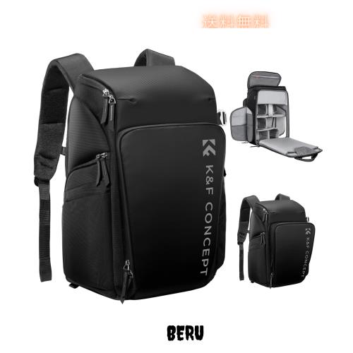 [K＆F Concept] カメラバッグ カメラバックパック カメラリュック 25L 大容量 おしゃれ 2気室 多機能 男女兼用 一眼レフバック 容量拡張可