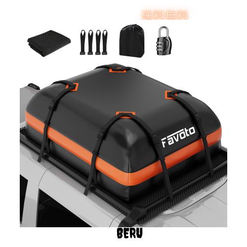 Favoto ルーフボックス 車用ルーフボックス 防水 425L 大容量 500D PVC 完全防水 ルーフレール不要 折りたたみ式 滑り止めシートつき ルの通販は
