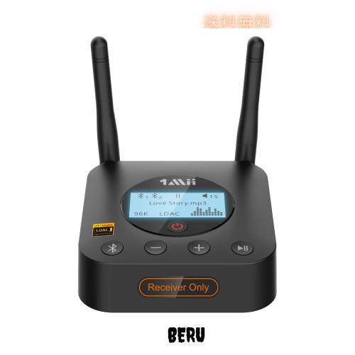 1Mii bluetooth オーディオ レシーバー ブルートゥース 受信機 LDAC Aptx低遅延 AptxHD LCDディスプレイ付き 光デジタル RCA 同軸 AUX 接
