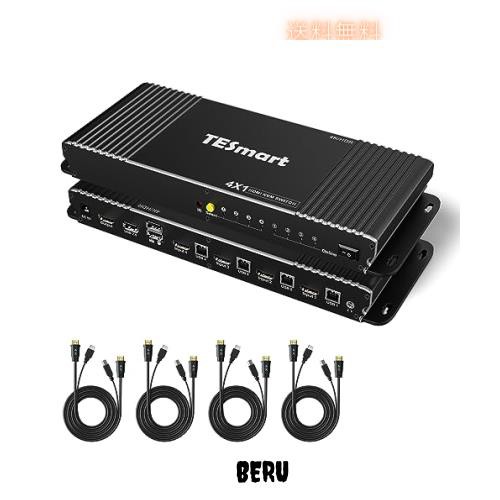 TESmart KVMスイッチ 4入力1出力 KVM HDMI 4ポート切替器4PC用 高級アルミ合金モデル 壁掛け可能 4K@60Hz 4台パソコン1ディスプレイ切りの通販はその他パソコン・PC周辺機器