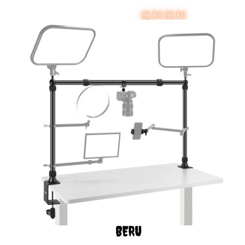 NEEWER カメラデスクマウントスタンド オーバーヘッドカメラマウントリグ デュアルボールヘッドスーパークランプ/スマホホルダー/Cクラン