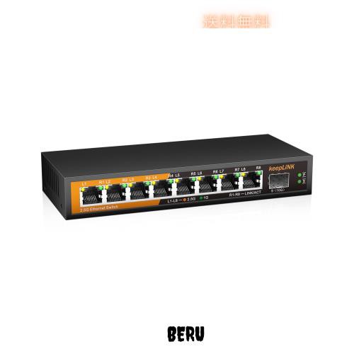 keepLiNK 8ポート2.5Gbpsスイッチングハブ 10GbE SFP+ポート1基搭載 金属筐体 ファンレス 静音 設定不要 壁掛け可能