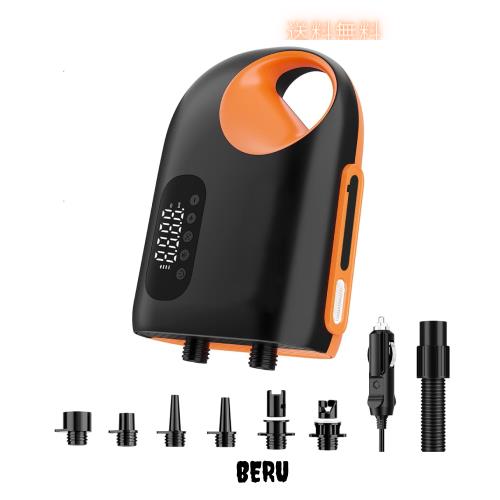 OBEST SUPポンプ 20PSI電動パドルボードポンプ SUP用電動エアーポンプ 空気入れ 空気抜き 両対応 6種類のノズル付き 自動停止機能 12V DC