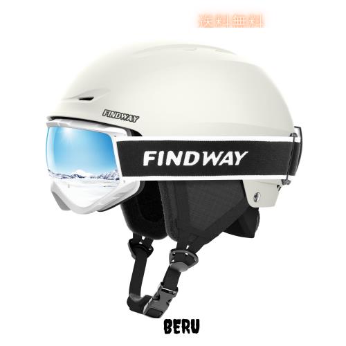 【スキーヘルメットとゴーグルのセット】Findwayスキーヘルメット 大人 スキーゴーグル付き OTG メガネ対応 ダイヤル式サイズ調整 3層保