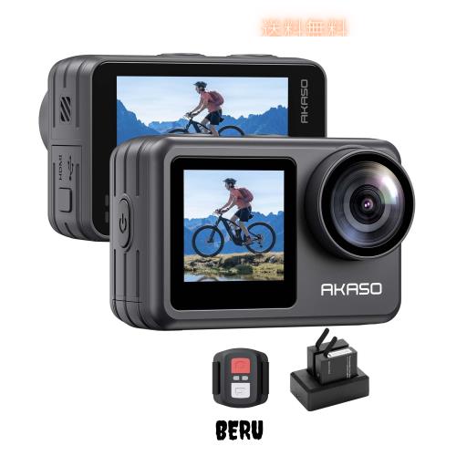 AKASO Brave 7 LE アクションカメラ 4K60FPS 20MP IPX7本機防水 40M防水 水中カメラ 六軸手ぶれ補正 デュアルカラースクリーン タッチパ