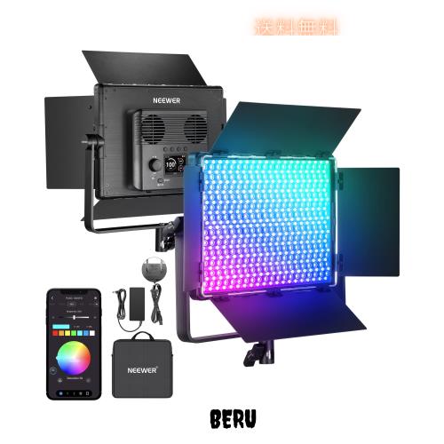 NEEWER PL60C RGB LEDビデオライトパネル APP/2.4G/DMX制御 60W 23000Lux/0.5m 2500K-10000K RGBCW プロ写真スタジオ照明/18 シーン/V バ