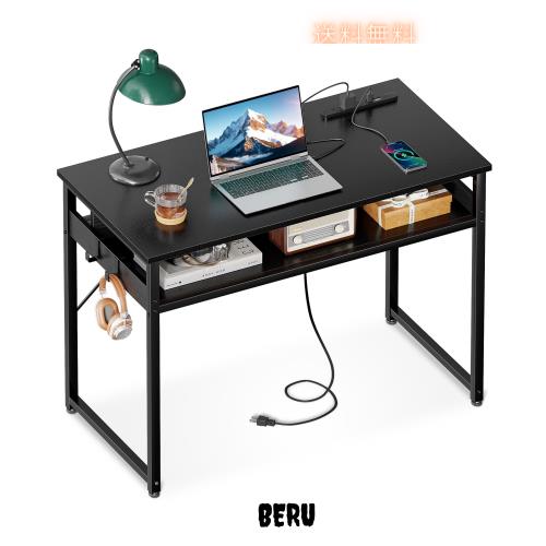 ODK 机 pcデスク パソコンデスク 幅80cm ゲーミングデスク 収納付き コンセント付き 勉強机 computer desk ?子 ワークデスク ？？? フック2 8,017円