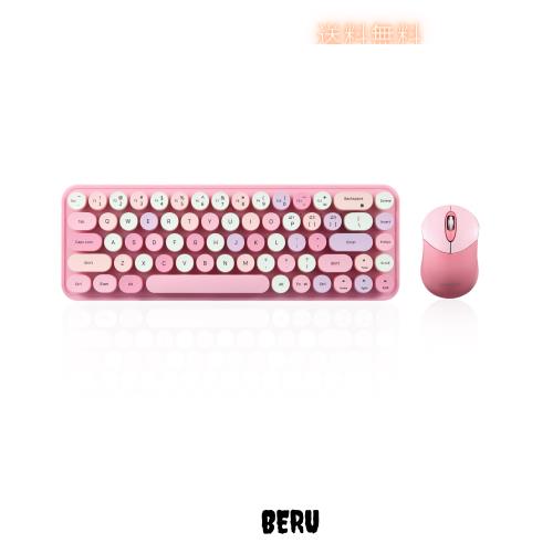Perixx PERIDUO-802PK Bluetooth ワイヤレスミニキーボードマウスセットレトロラウンドキーピンク英語配列の通販は