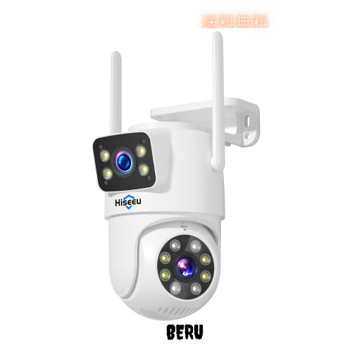 [2.4 Ghz/5Ghz両方に対応可能]HISEEU 双眼カメラ300万画素 PTZ操作 デュアルレンズ 双画面監視 アレクサ - Alexa 室外 屋内 ワイヤレスカ