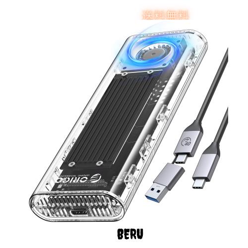 ORICO M.2 SSD 外付けケース 40Gbps 工具不要最新 USB4 NVMe M.2 SSDケース ファン内蔵の透明Thunderbolt 4 SSD ケース2230 2242 2260 22の通販は