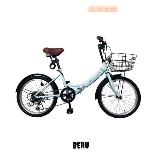 TOMONAU 折り畳み自転車 20インチ 折りたたみ自転車 6段変速 カゴ ワイヤー錠 ライト付き 通勤 通学 街乗 前後泥除け装備 ハンドルの高さ