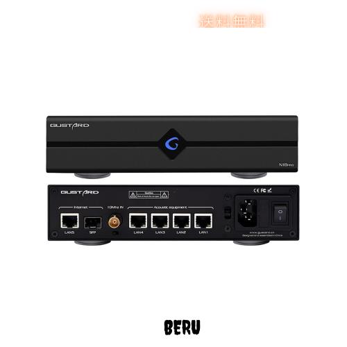 GUSTARD N18pro HIFIオーディオネットワークスイッチ、5*イーサネットポート 1* SPDIF光ファイバー入力インターフェース、BNC 10 MHzクロ