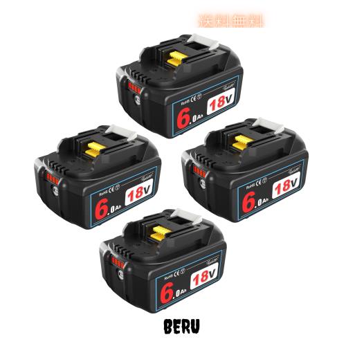 VANKO 互換 マキタ 18v バッテリー BL1860B 6000mAh実容量 4個セット マキタ バッテリー 18v BL1815N BL1820B BL1830B BL1850B BL1860Bなの通販は