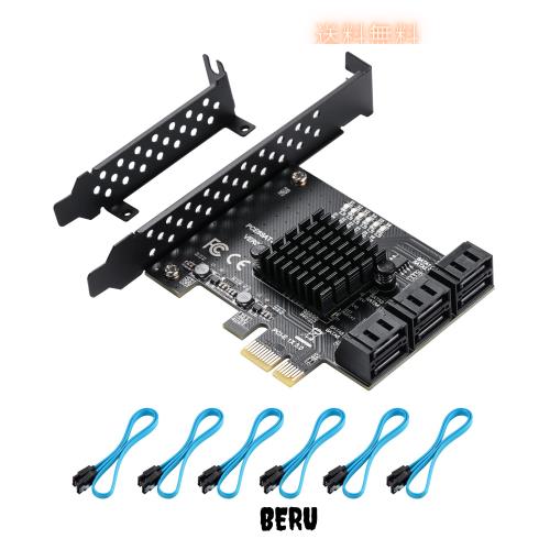 YBBOTT PCIe SATA 6 Gbit/s PCIE拡張カード、6ポートPCIE 1X SATAカード、SATAコントローラ、PCI-E 3.0 GEN3 ASM1166チップセット - 6 SA