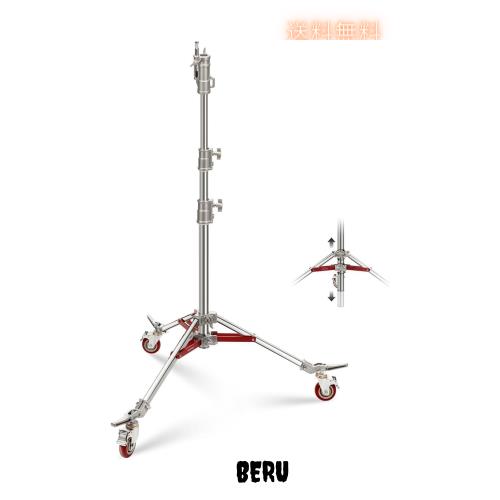 NEEWER 240cmステンレススチール製ライトスタンド 高耐久 写真用ライトスタンド キャスター/1-1/8”ジュニアレシーバー/スプリング式5/8”