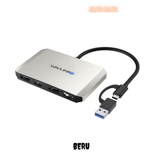 WAVLINK USB C ＆ USB 3.0 - デュアル 4K DisplayPort ＆ HDMIアダプター Displaylink HDMIスプリッター 拡張ディスプレイ デュアルモニタの通販は