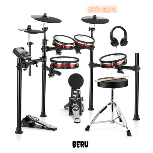 Donner 電子ドラム セット 折りたたみ メッシュ 450種サウンド デモ50曲 MIDI機能 10インチスネア 12インチシンバル キックドラム ドラム