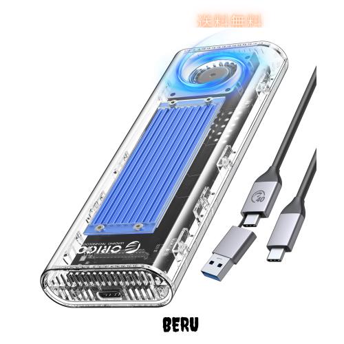 ORICO M.2 SSD 外付けケース 40Gbps 工具不要最新 USB4 NVMe M.2 SSDケース ファン内蔵の透明Thunderbolt 4 SSD ケース2230 2242 2260 22の通販は