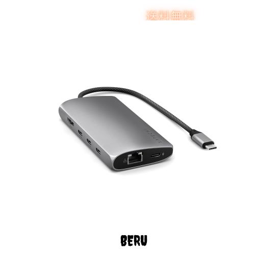 Satechi V3 マルチ USB-C ハブ 8-in-1 (スペースグレイ) 8K HDMI 出力, USBC PD充電 85W, イーサネット, UHS-II SDカードリーダー, USB-C