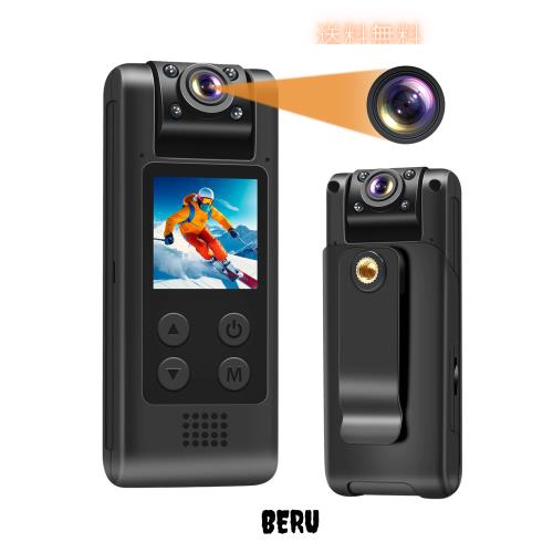CLYZSTU 真の4K 小型カメラ ハンディカメラ ブレずに録画 ボディカ メラ ビデオカ メラ 1.3インチ液晶画面 180°回転式レンズ 120度広角