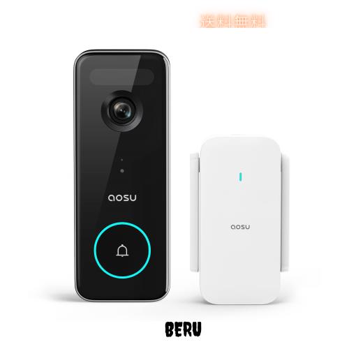 aosu 5MP画質 インターホン ワイヤレス(2.4/5 GHz WiFi)ドアホン Alexa連動 玄関チャイム ドアベル ビデオドアベル カメラ付き 166°超広