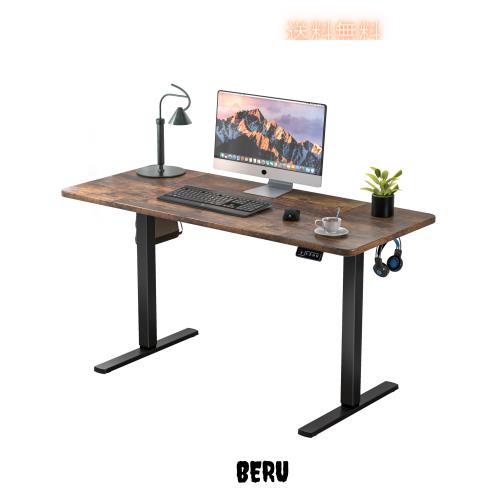 ERGOMAKER 昇降デスク スタンディングデスク 140*60CM 電動昇降デスク 高さ調節デスク 電動昇降式 机 掛けフック付く 静音モーター採用