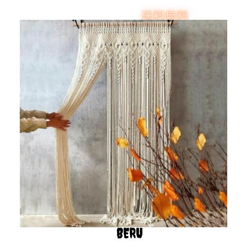 Wisfor ストリングカーテン 高密度 北欧 おしゃれ 幅90 180cm丈 マクラメ 壁掛け ホワイト 間仕切り 目隠し ロング 太め ハンドメイド 紐の通販は 10,943円