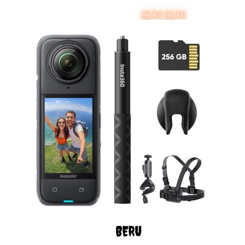 Insta360 X4-8K防水360度アクションカメラ、4K広角動画、見えない自撮り棒効果、着脱式レンズガード、135分の連続撮影可能なバッテリー、