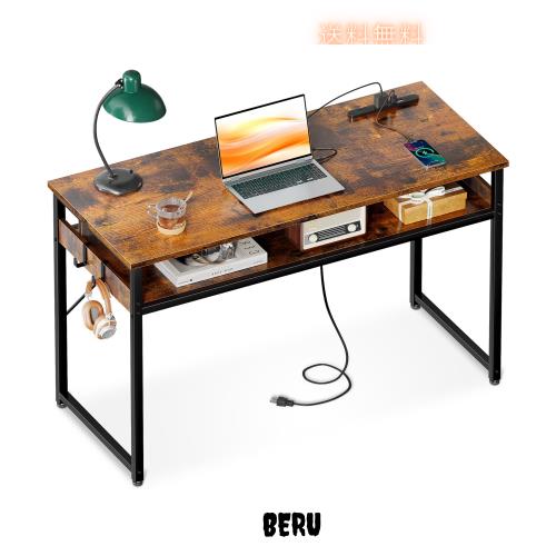 ODK 机 pcデスク パソコンデスク 幅100cm ゲーミングデスク 収納付き コンセント付き 勉強机 computer desk ?子 ワークデスク ？？? フック