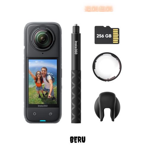 Insta360 X4-8K防水360度アクションカメラ、ウェアラブルカメラ、4K広角ビデオカメラ、見えない自撮り棒効果、着脱式レンズガード、135分
