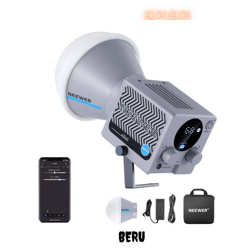 NEEWER HS60B 撮影用ライト ビデオライト 60W 高輝度定常光 COB LED 35000lux APP制御 二色 2700K-6500K CRI97+ 0-100%無段階調光 12種照