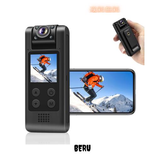 LXMIMI 4K 小型カメラ ボディカメラ WiFi スマホ連動 安定に録画＆写真撮影 1.3インチ液晶画面 180°回転レンズ 120度広角 256GB 循環録画