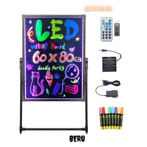 Falala led 看板 電光掲示板 手書き看板 立て看板 壁掛け式?用 店頭看板 メニューブラックボード 8色マーカー 7色点滅モード DIYメッセー