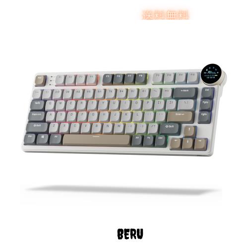 RK ROYAL KLUDGE N80 メカニカルキーボード (スマートディスプレイとノブ付き)、トップマウント 75% ワイヤレス メカニカルキーボード BTの通販は