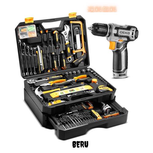 ツールキットボックスドリルセット:DEKOPRO 238点組 ホームメカニックツールボックス 12Vパワーコードレスドリルハンド修理ツールセット