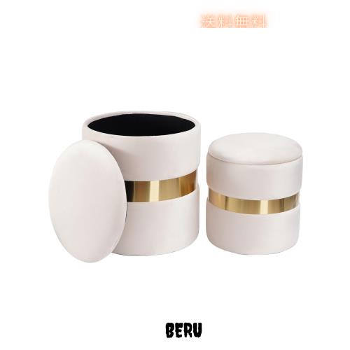 Tuopuone 円形 ベルベット 収納 オットマン 2個セット 耐荷重150KG スツール 椅子 布張り 足載せ台 サイドテーブル 腰かけ メイクアップの通販は 16,366円