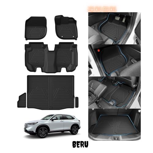 Jiooy ホンダ 新型ヴェゼル フロアマット+セカンドマット+ラゲッジマット 6点セット VEZEL トランクマット RV3 ラゲッジトレイ RV4 カー