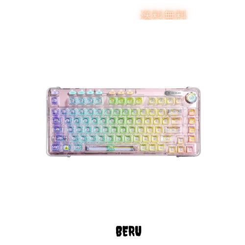 OUSEITECH X Aula F81 ゲーミングキーボード メカニカル 透明キーボード 透明キーキャップ 81キ ーワイヤレス ホットスワップ対応 RGBバの通販は