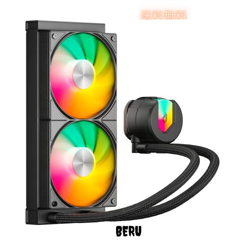 upHere 簡易水冷ARGB CPUクーラー 240mmラジエーター搭載 120mmPWMファン水冷システム cpu cooler aio LGA1700/AM5/AM4対応 ブラック【U2