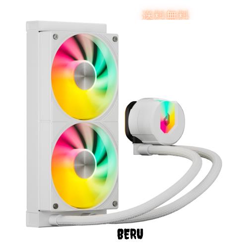upHere 簡易水冷ARGB CPUクーラー 240mmラジエーター搭載 120mmPWMファン水冷システム cpu cooler aio LGA1700/AM5/AM4対応 ホワイト【U2
