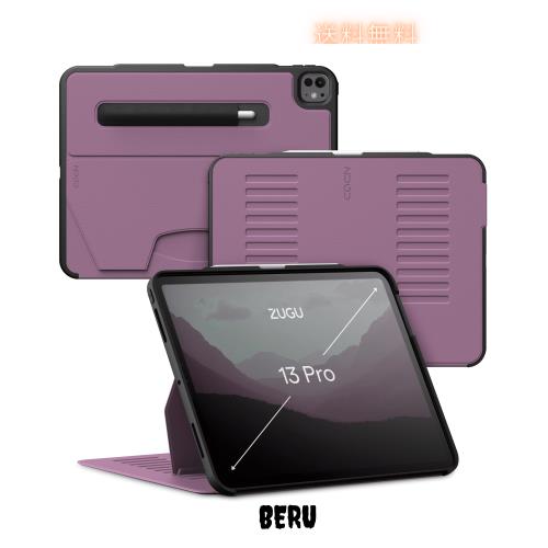 ZUGU iPad Pro 13 インチ ケース M4 (2024) 極薄 落下衝撃保護 10段階スタンド機能 ペンホルダー ワイヤレス充電 オートスリープ (iPad P