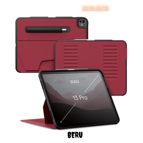 ZUGU iPad Pro 13 インチ ケース M4 (2024) 極薄 落下衝撃保護 10段階スタンド機能 ペンホルダー ワイヤレス充電 オートスリープ (iPad P