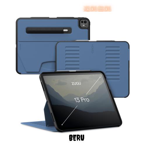 ZUGU iPad Pro 13 インチ ケース M4 (2024) 極薄 落下衝撃保護 10段階スタンド機能 ペンホルダー ワイヤレス充電 オートスリープ (iPad P